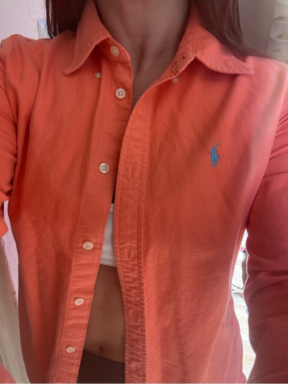 Ralph Lauren Orange Shirt with Navy Logo Label